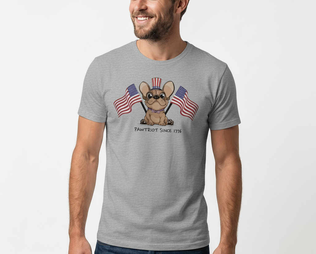French Bulldog Patriotic T-Shirt – Pawtriot Since 1776 | USA 250 July 4 Dog Unisex Graphic Tee