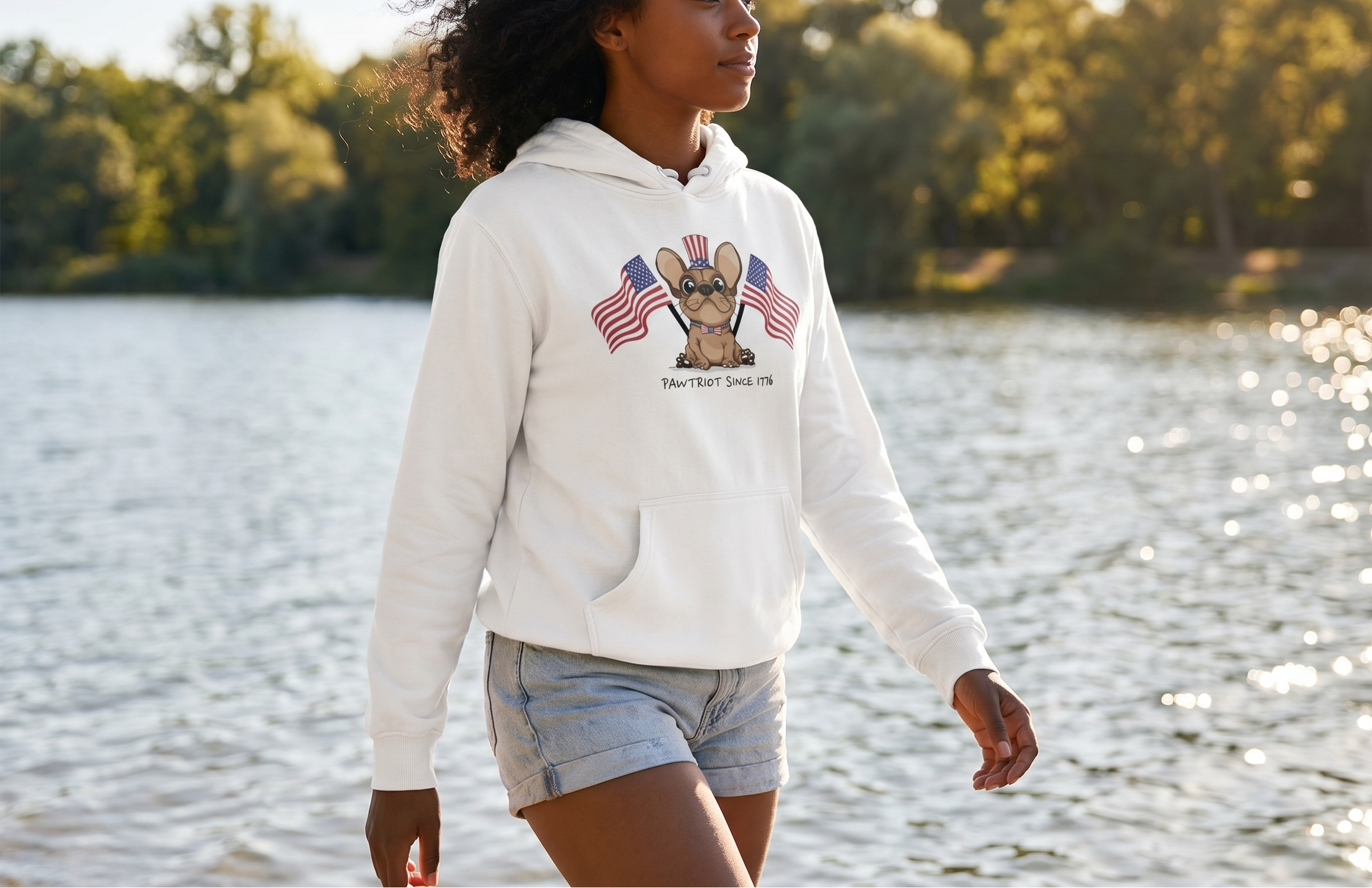 French Bulldog Patriotic Hoodie – Pawtriot Since 1776 | USA 250 July 4 Dog Graphic Unisex Hoodie