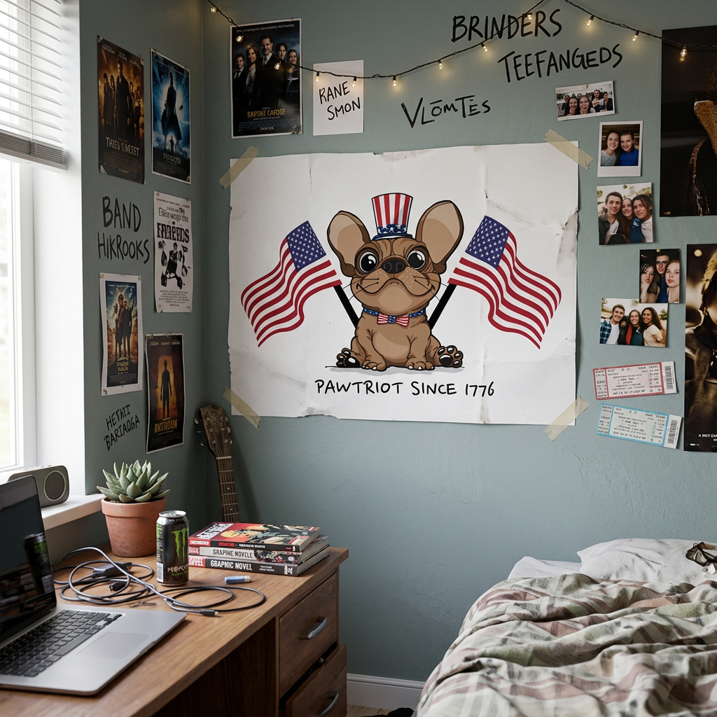 French Bulldog Flags Patriotic Poster – Pawtriot Since 1776 | USA 250 July 4 Dog Poster