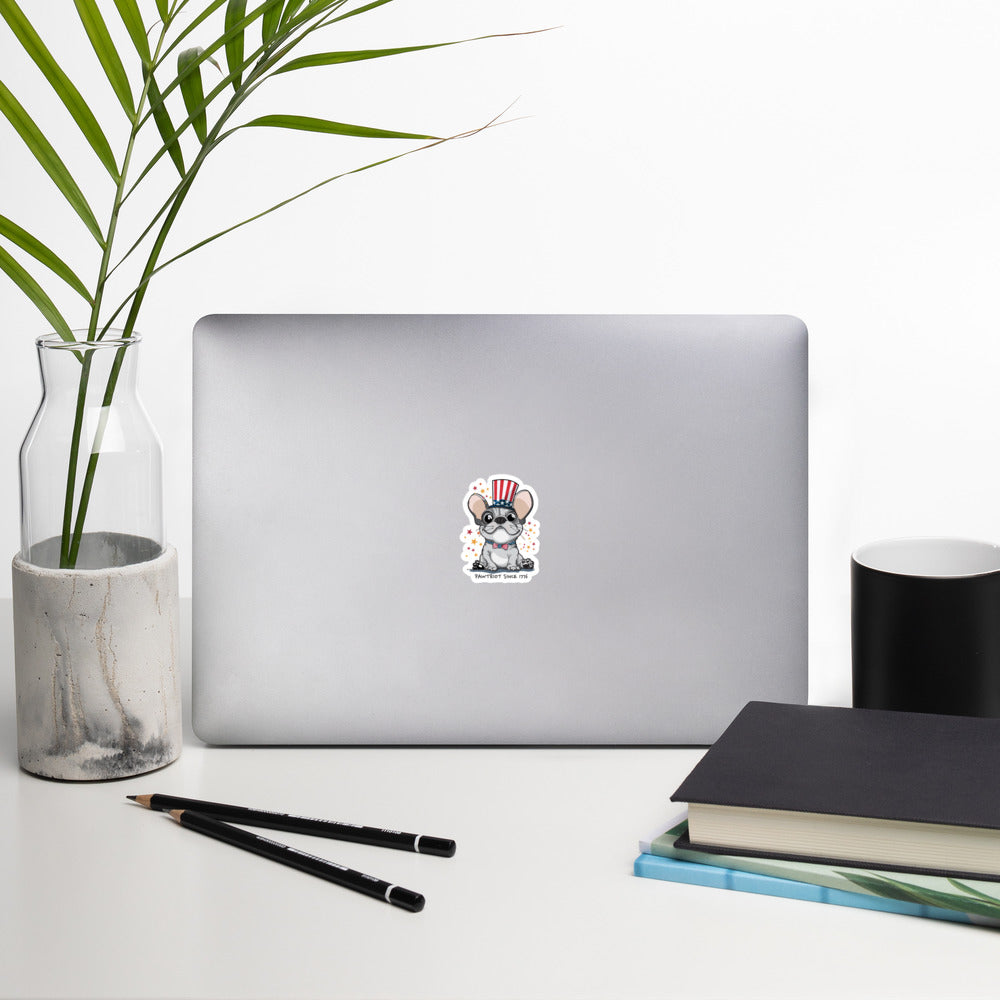 French Bulldog Patriotic Stickers – Pawtriot Since 1776 | USA 250 July 4 Dog Graphic Bubble-free Stickers
